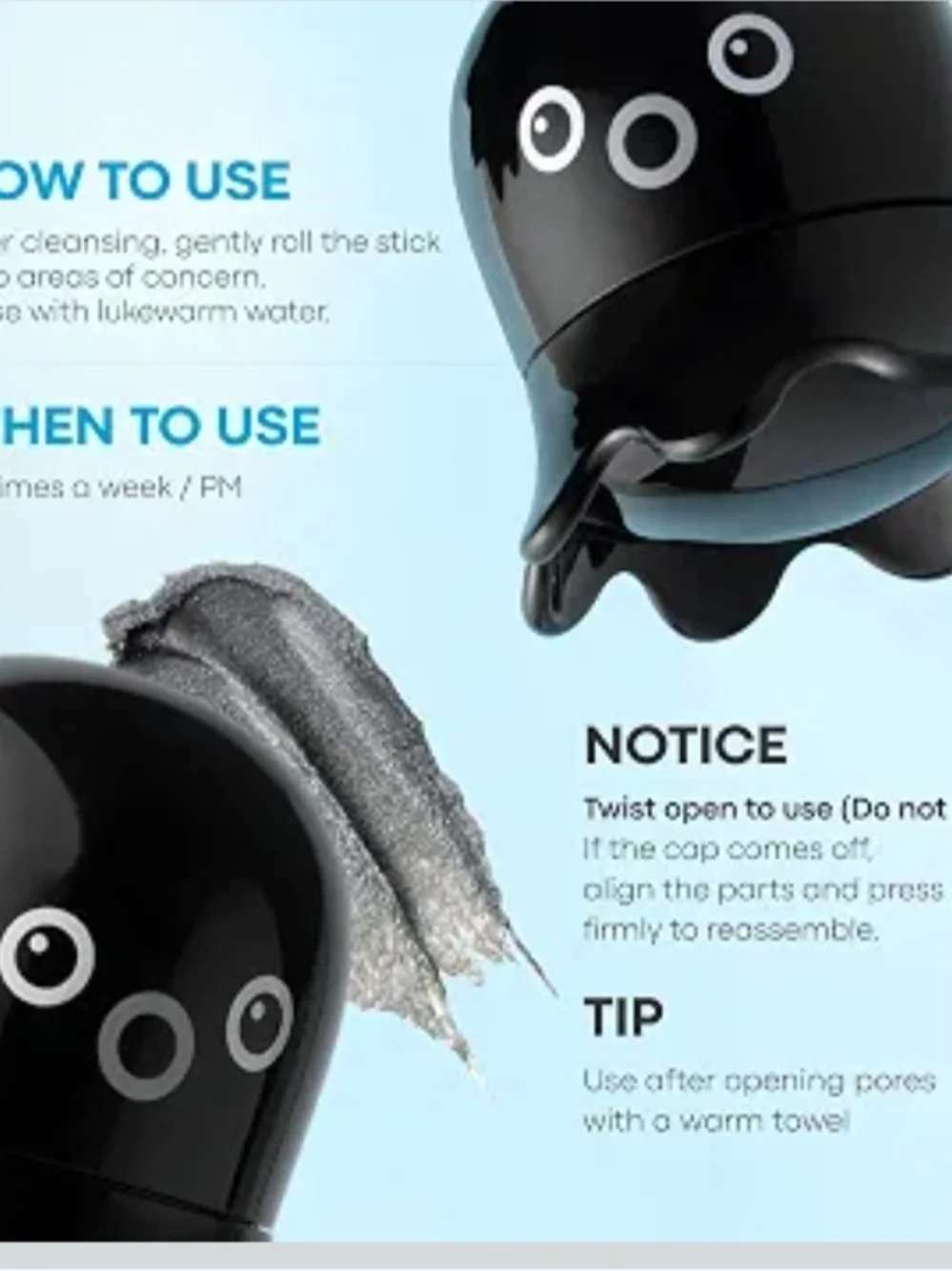 Octopus Charcoal Peel-Off Mask Stick - Black